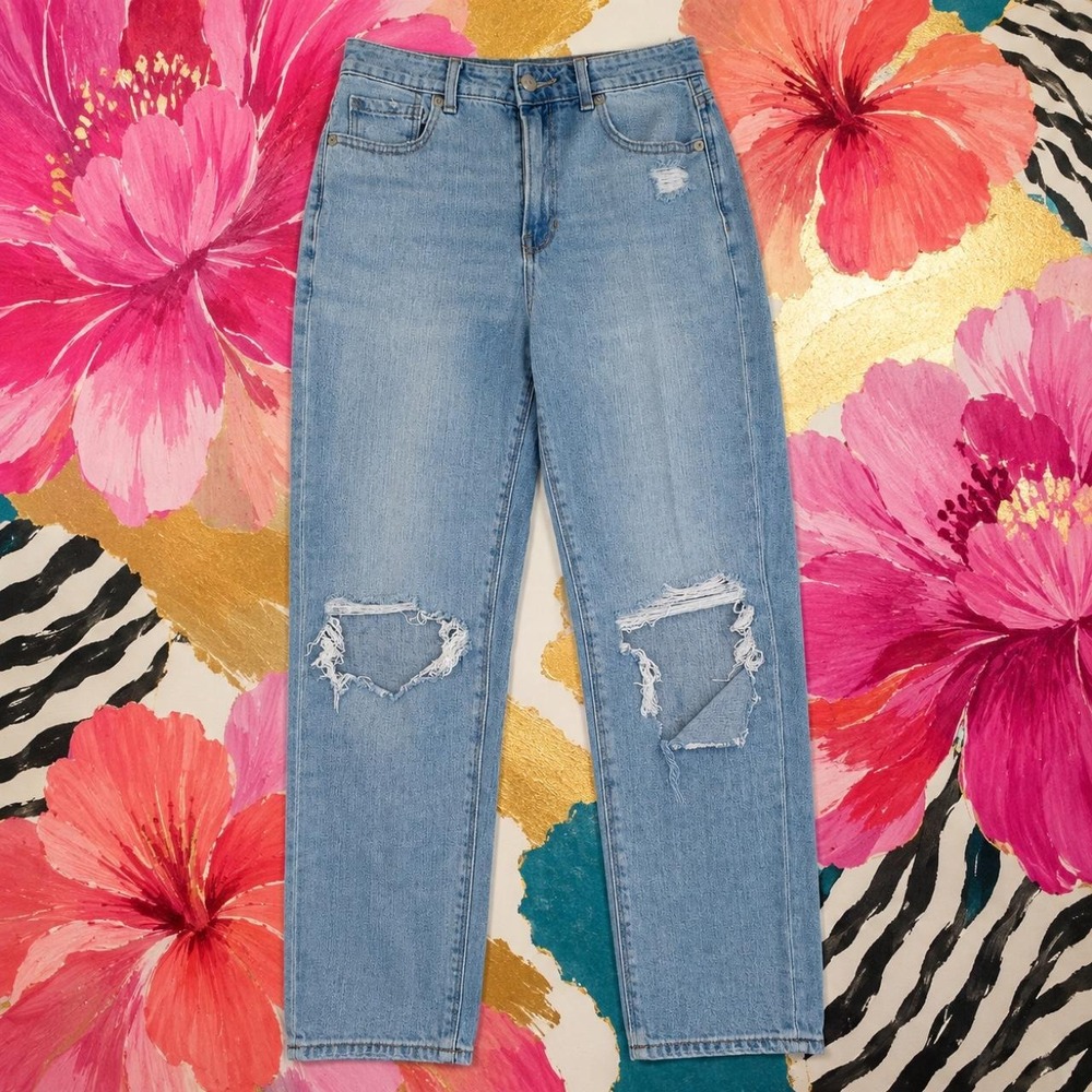 American Eagle Distressed Ripped Skinny Jeans Women 4 Regular Light Wash Y2K